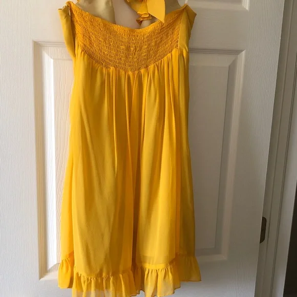 Betsey Johnson bright yellow halter dress. - Picture 5 of 12